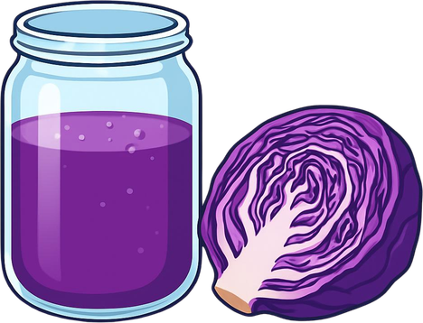 Illustration of a jar of purple cabbage potion
